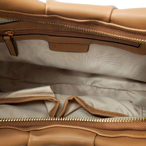 INC International Concepts Camel Leather Snake Trim Women's Hobo Shoulder Purse - Picture 6 of 10